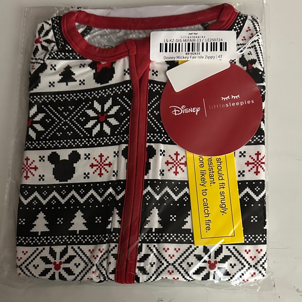 Little Sleepies Kids Pajamas - Disney Mickey Fair Isle Zippy 4T
